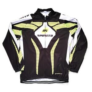 Sponeed Men’s XXL Cycling Jacket Black Neon Yellow Full Zip